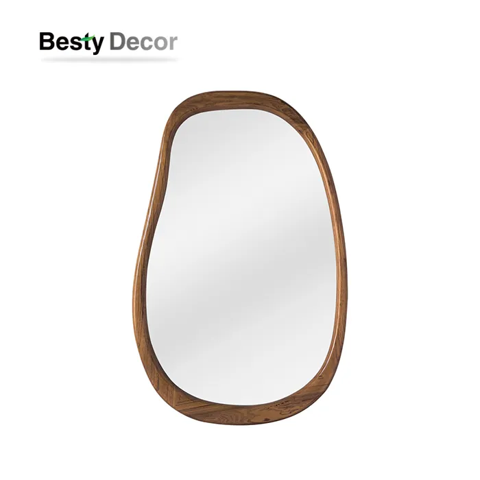 Netaisyklingo medžio masyvo rėmo veidrodis